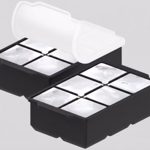 KitchFort Large Silicone Ice Cube Tray, Easy Release 2" Big Ice Cubes - Cocktail, dummy Ice Cubes Mold - Ice Trays for Freezer with Lid - Stackable Silicone Ice Tray